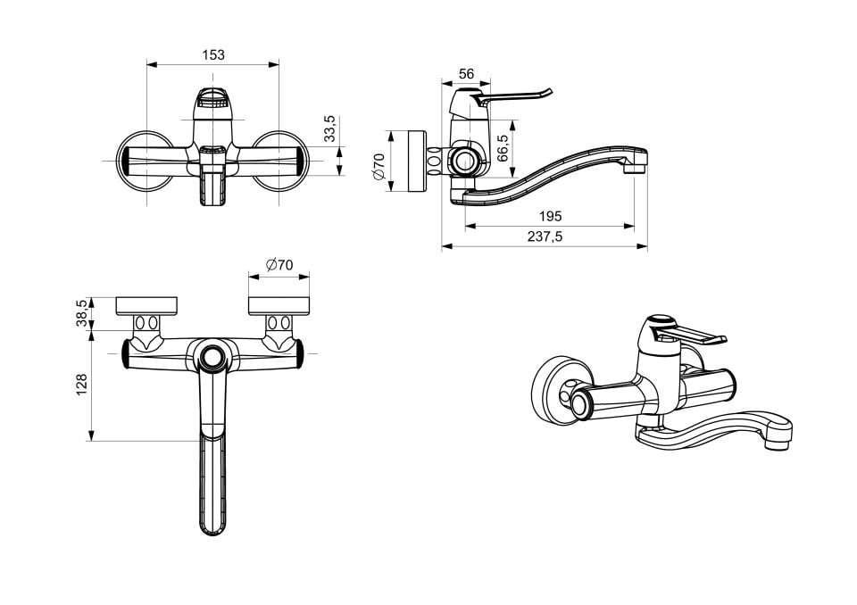 Gusto Krom Mutfak Bataryası Aplike Duvardan