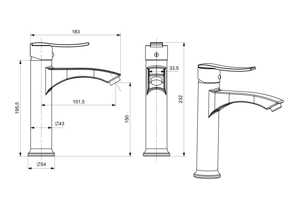 Nova Black Lavabo Bataryası Orta Boy