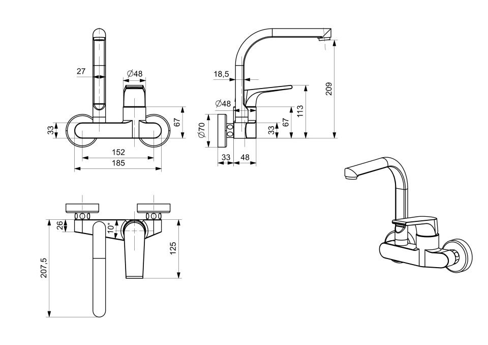 Storm Krom Mutfak Bataryası Üstten Aplike