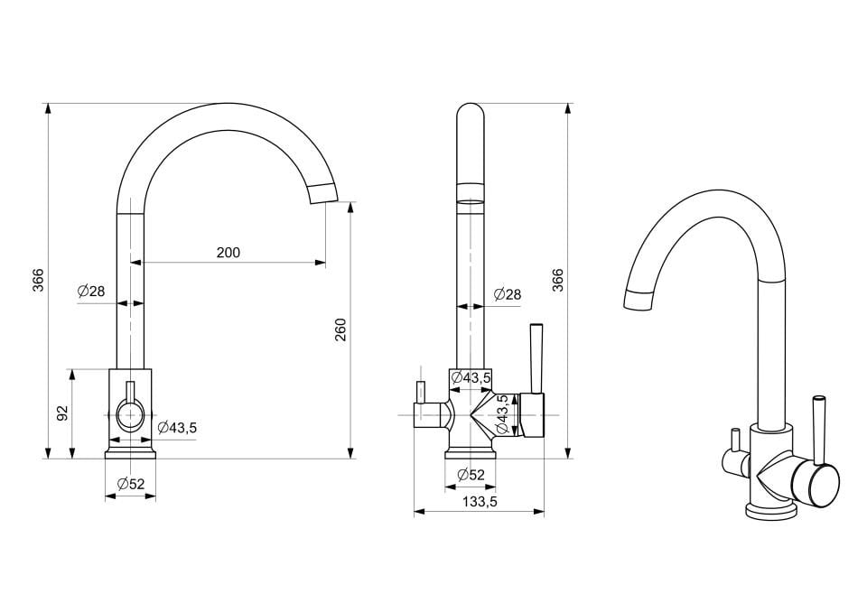Arıtmalı Mutfak Bataryası Dik Boru Krom