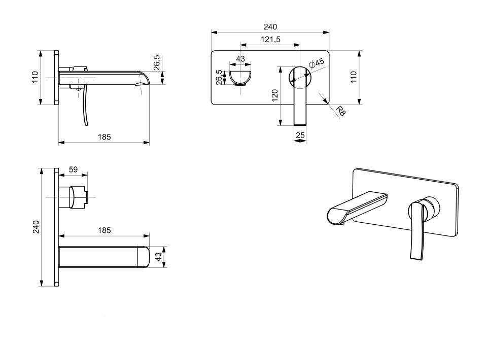 Ankastre Lavabo Bataryası Sıvaaltı Krom