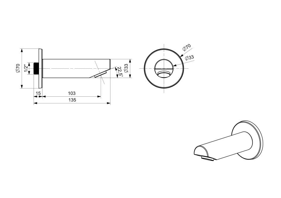 Ayırıcısız Duş Çıkışı Gaga Yuvarlak Kısa Krom