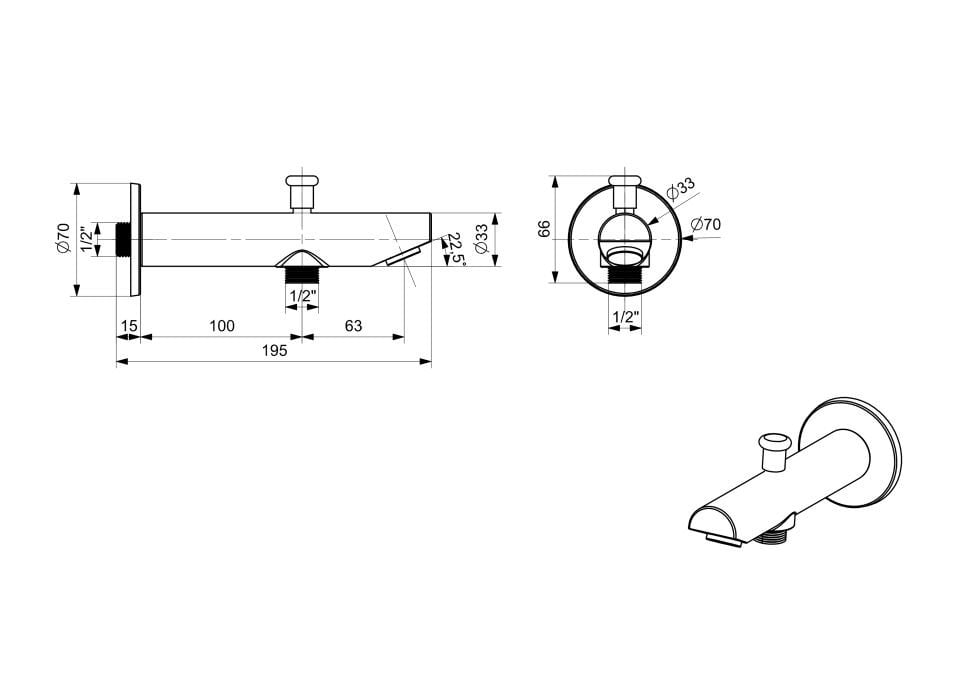 Ayırıcılı Duş Çıkışı Gaga Yuvarlak Uzun Krom