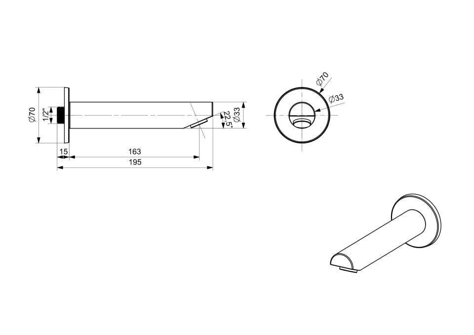 Ayırıcısız Duş Çıkışı Gaga Yuvarlak Uzun Krom