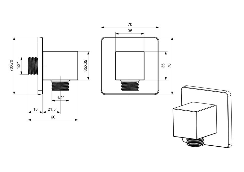 Kare Duş Çıkışı Krom