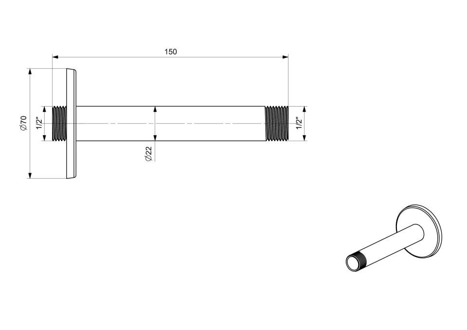 Duş Çıkış Borusu Tavandan Yuvarlak Krom