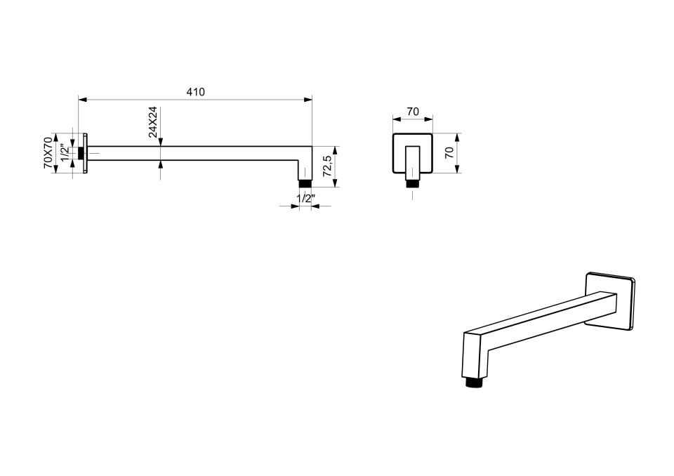 Duş Çıkış Borusu Kare Krom