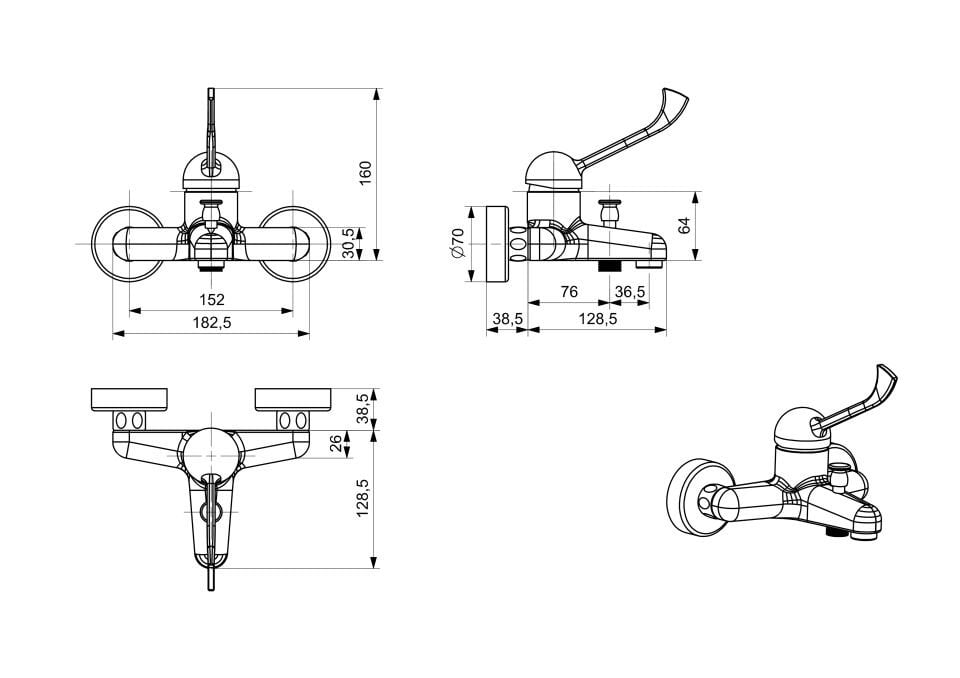 Hospital Banyo Bataryası Krom