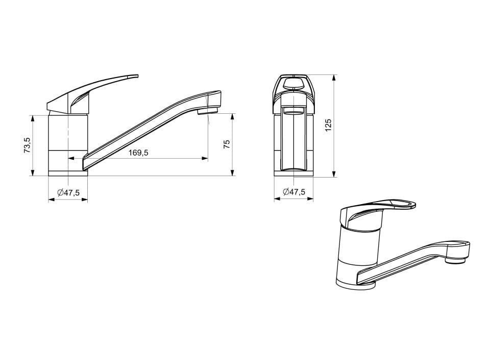 Roza Mutfak Bataryası Döner Borulu Krom
