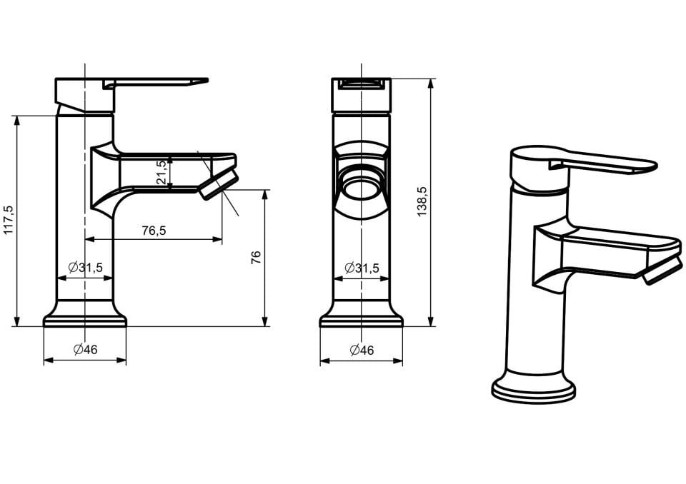 TulipEko Lavabo Batarayası Tek Su Girişli Krom