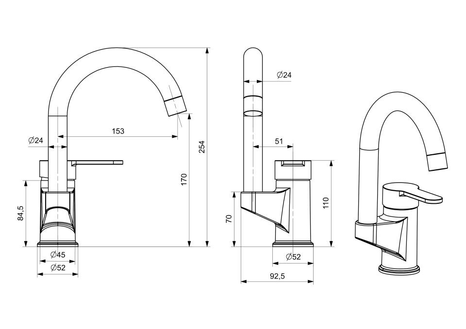 Vera Mutfak Bataryası Kısa Boru Krom