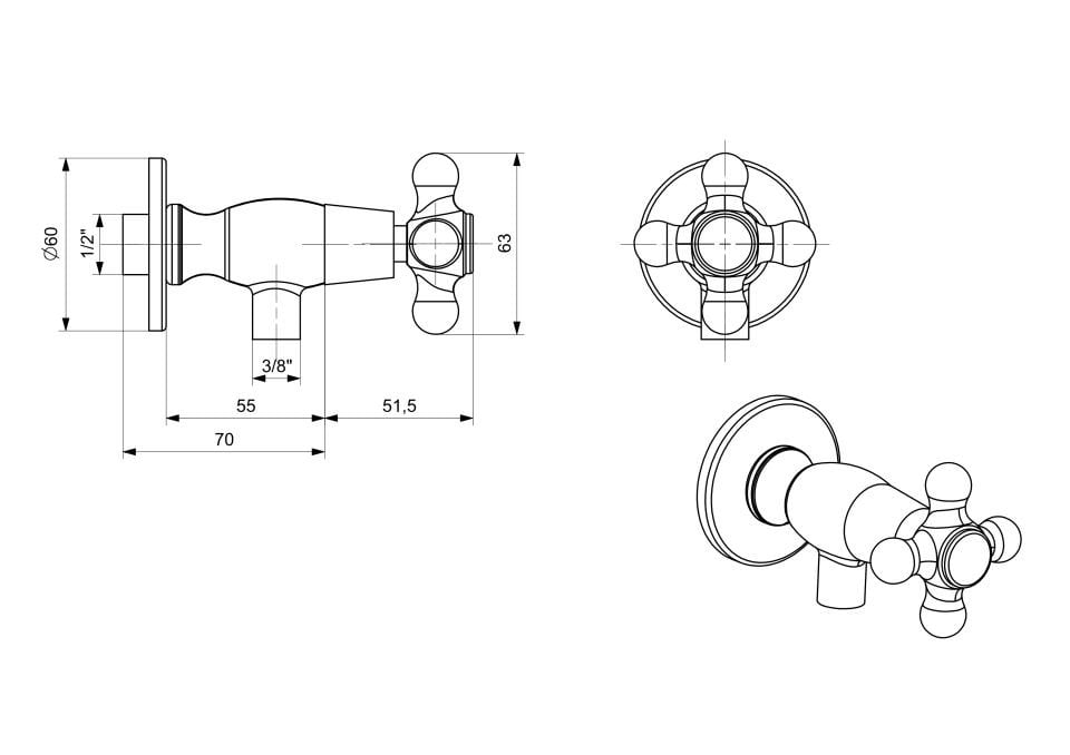 Nostalji Taharet Musluğu Krom