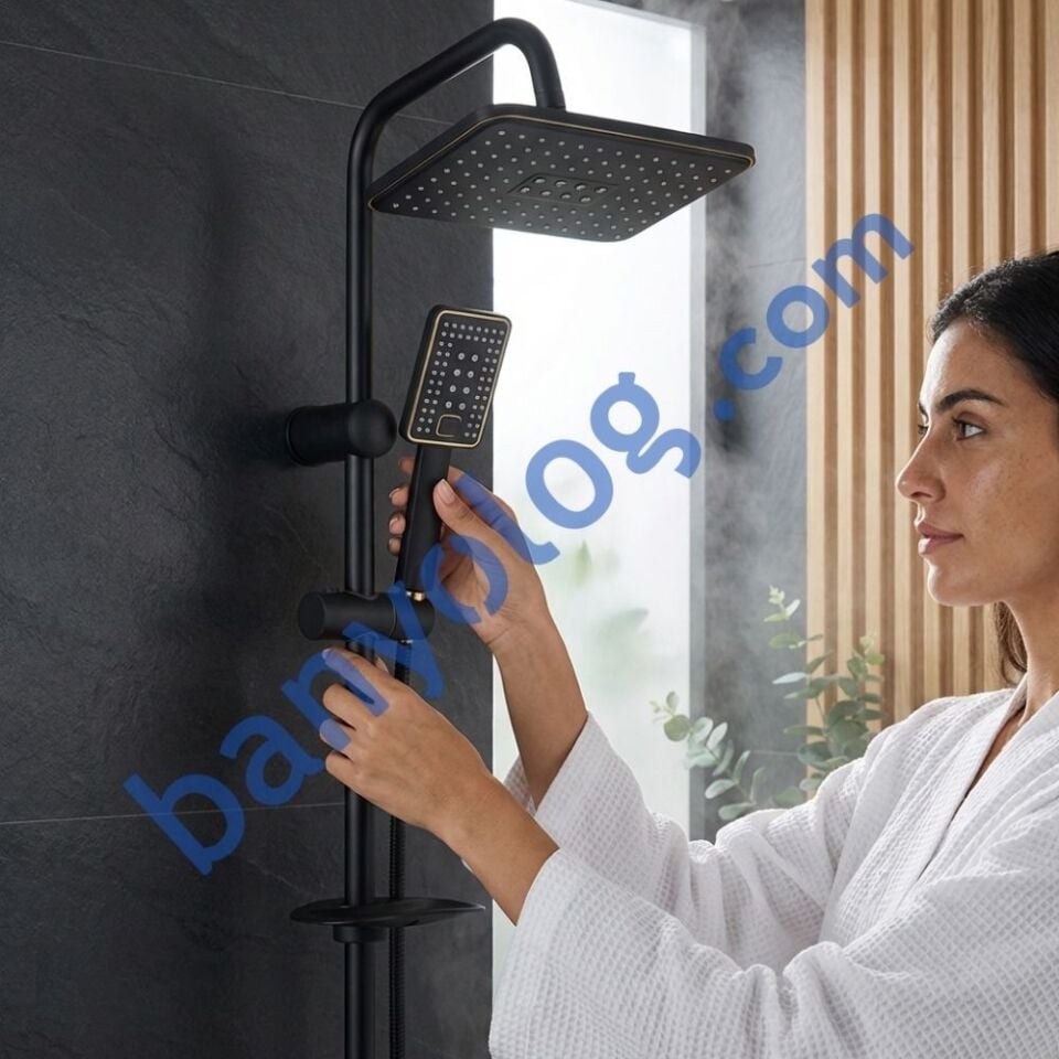 Robot Tepe Duş Sistemi Siyah Stork