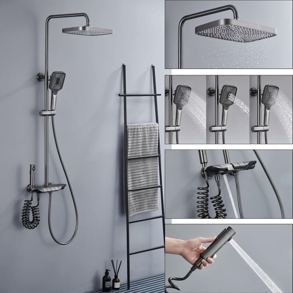 Antrasit Piyano Duş Seti