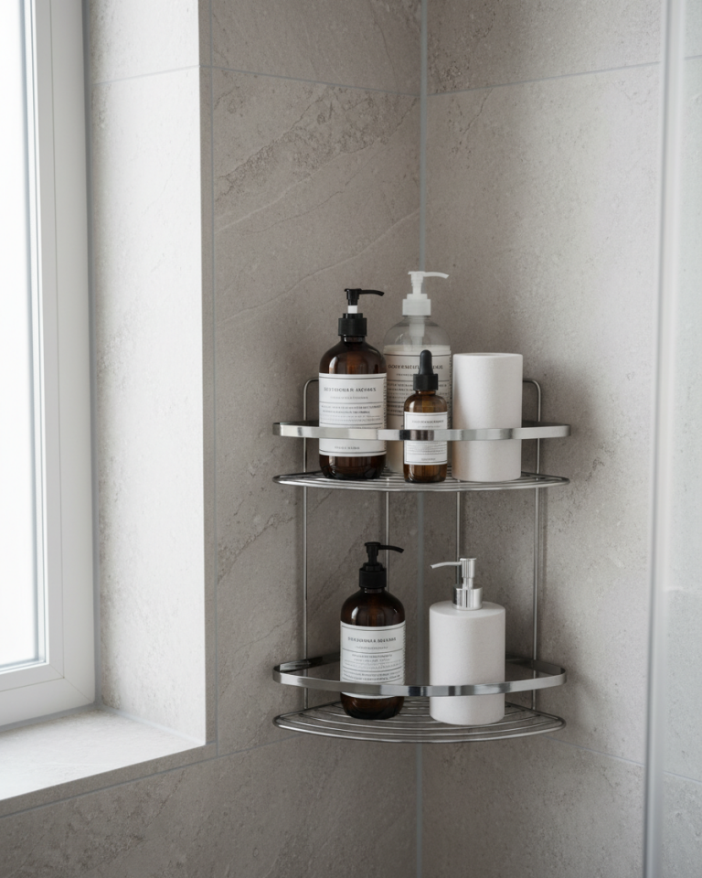 İki katlı Paslanmaz Köşelik Banyo Rafı