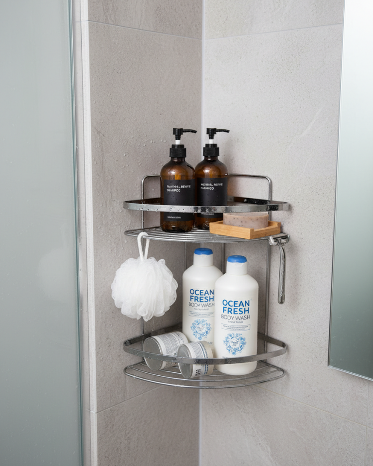 İki katlı Paslanmaz Köşelik Banyo Rafı